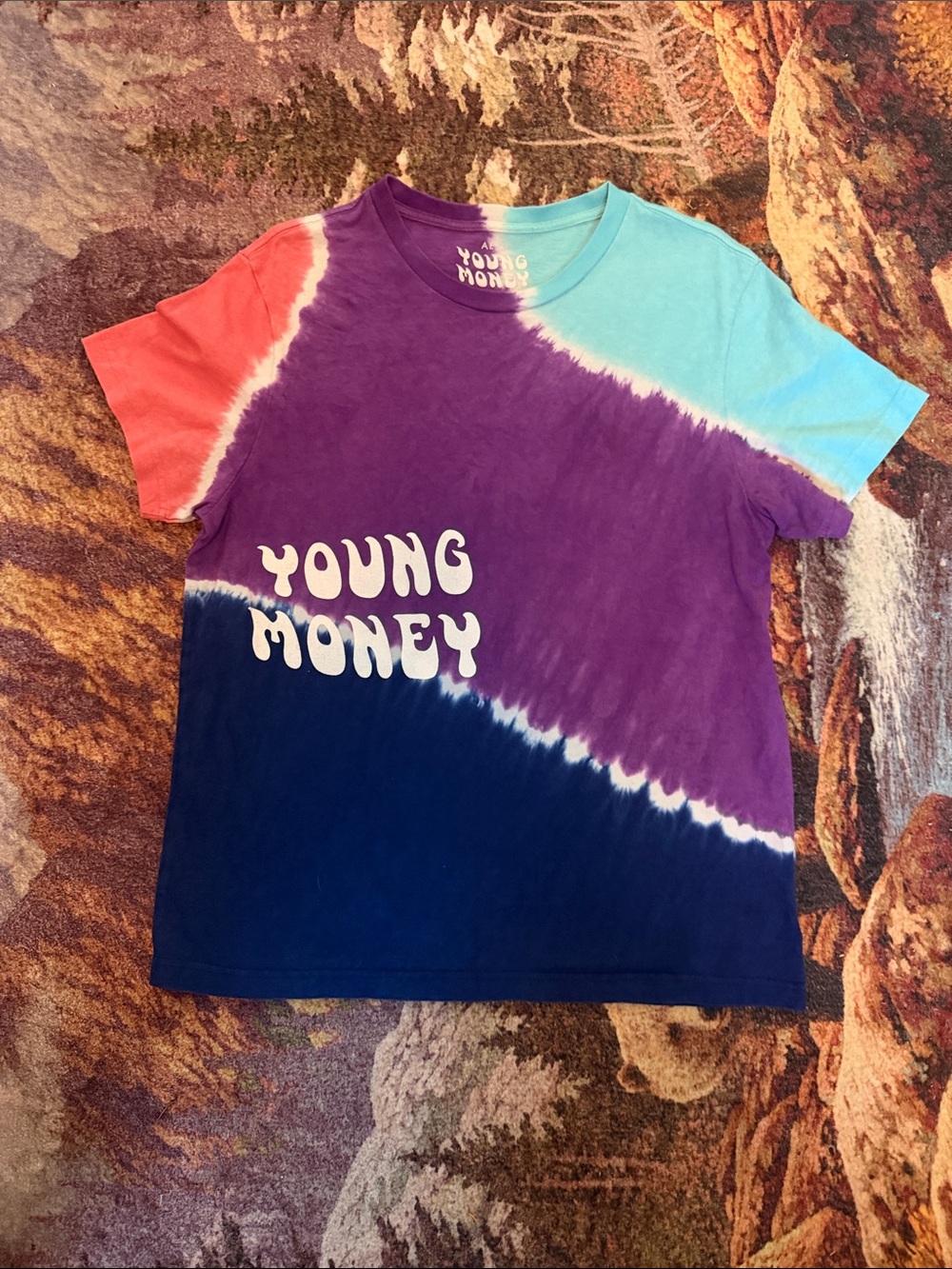 Young Money x American Eagle Tie-Dye Graphic Tee - Purple Multi Size L